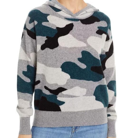 C by Bloomingdale's 100% Cashmere Camo Cashmere Hoodie - 100% Exclusive Size S - Picture 1 of 12
